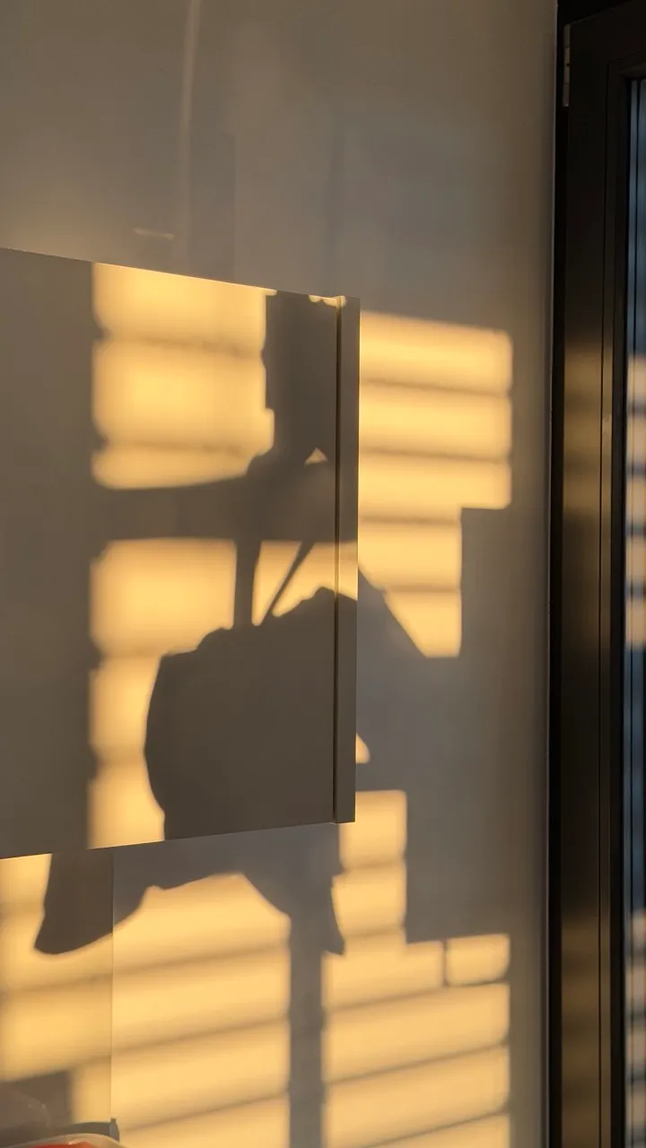 Lichtschatten eines Operationsmikroskops an der Praxiswand